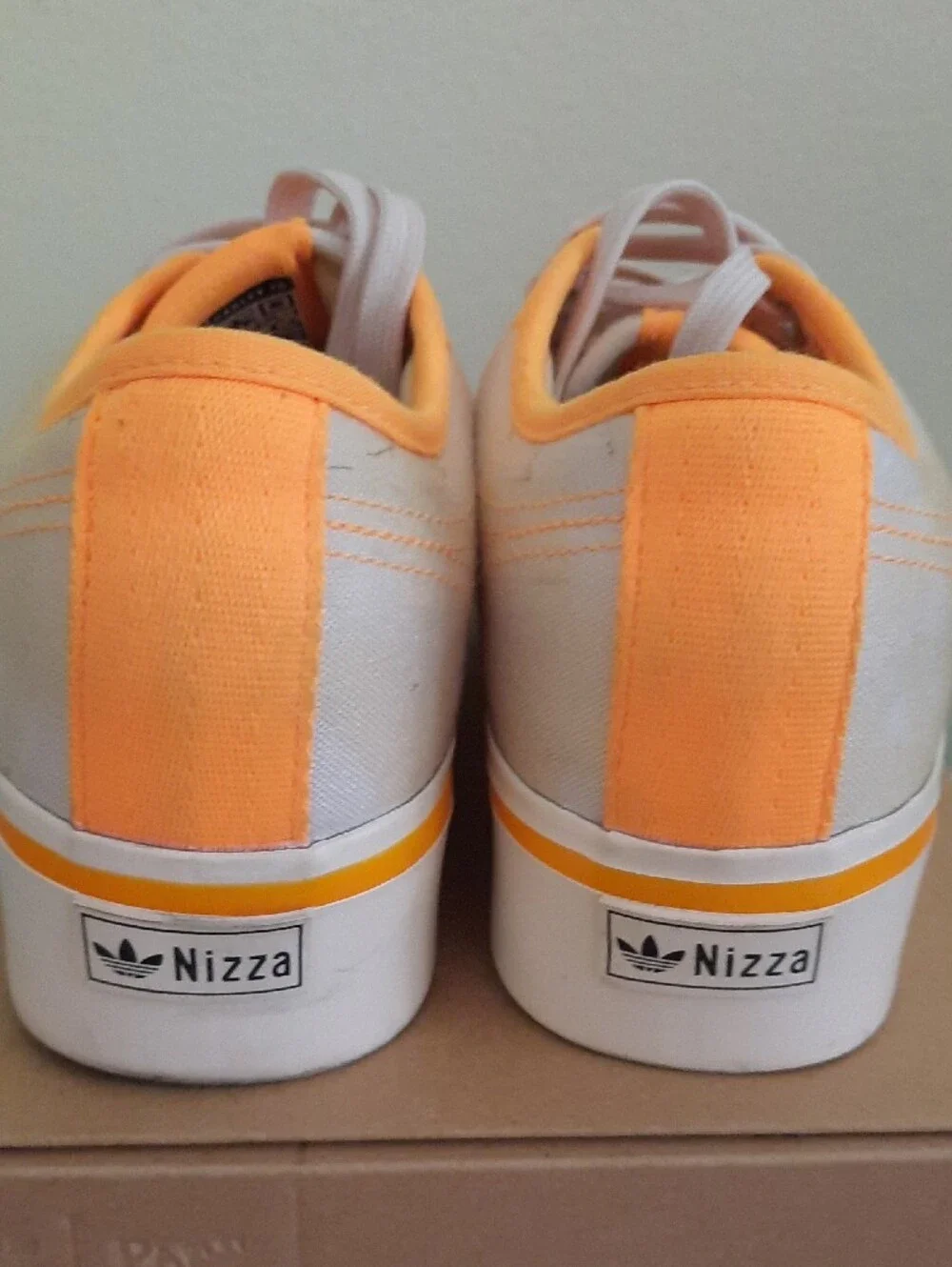 adidas Nizza Platform White Sneakers with Orange Trim